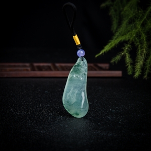 冰种飘花翡翠一品清廉吊坠