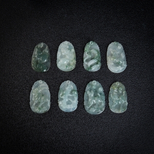 糯冰种飘花翡翠生肖单件吊坠