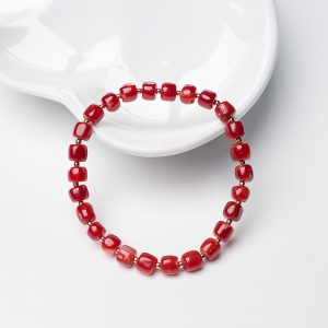 阿卡珊瑚桶珠单圈手串