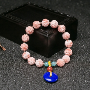 9.5mm深水珊瑚龙珠单圈手串