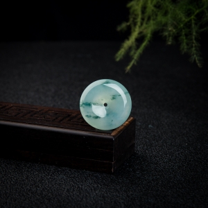 冰种飘花翡翠平安扣吊坠