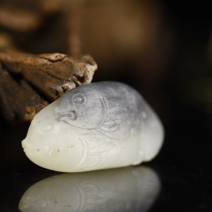 籽料和田青花连年有余吊坠