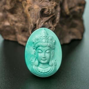 中高瓷蓝绿松石度母吊坠