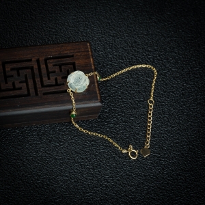 18k冰种翡翠一品清廉手链