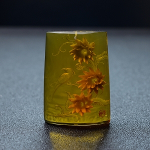 墨西哥蓝珀鸟语花香吊坠