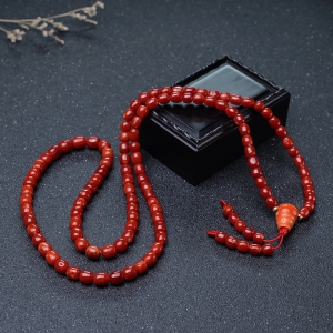 阿卡牛血红珊瑚桶珠108佛珠