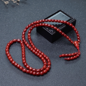 阿卡牛血红珊瑚桶珠108佛珠