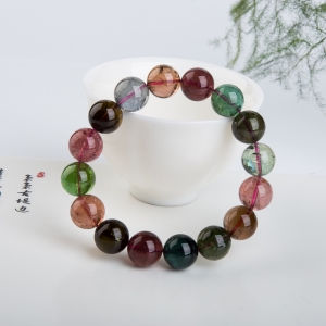 12.5mm多色碧玺单圈手串
