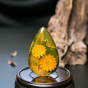 墨西哥蓝珀花吊坠