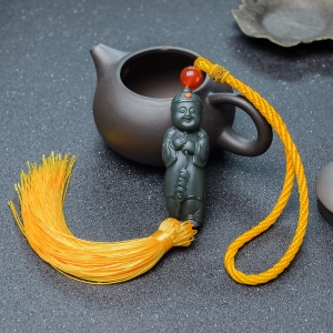 山料和田青玉送财童子手把件