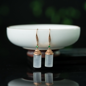 18K冰种翡翠耳坠