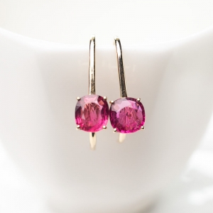 18K玫红碧玺耳坠