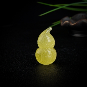 柠檬黄蜜蜡葫芦吊坠