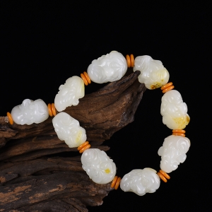 籽料和田白玉十八罗汉单圈手串