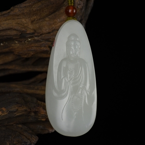 籽料和田白玉观音吊坠