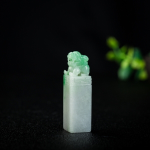 糯种飘翠翡翠貔貅印章