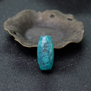 中高瓷铁线蓝绿松石桶珠