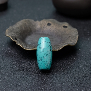 中高瓷铁线蓝绿松石桶珠