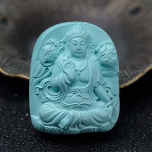 中瓷浅蓝绿松石绿度母吊坠