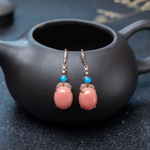 18K深水珊瑚耳坠