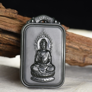 山料和田深青玉阿弥陀佛吊坠