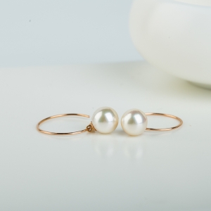 18k海水白色珍珠耳环