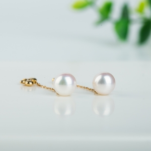 18k海水白色珍珠耳坠