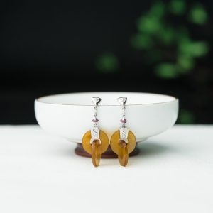 18K糯冰种黄翡耳坠