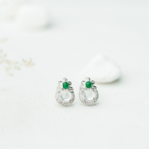 18K冰种翡翠耳钉