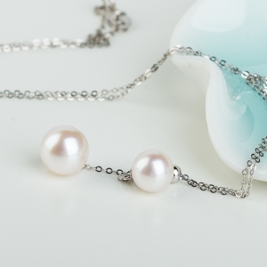 18k海水白色珍珠项链