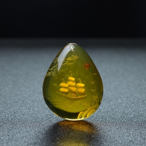 墨西哥蓝珀一帆风顺吊坠