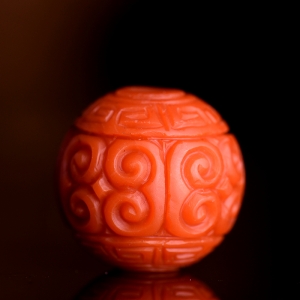 16.8mm柿子红南红回纹珠配饰