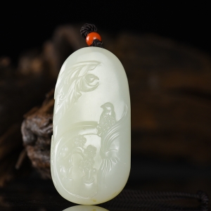 籽料和田白玉喜上眉梢吊坠