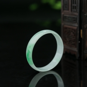 51.3mm糯种飘翠翡翠平安镯