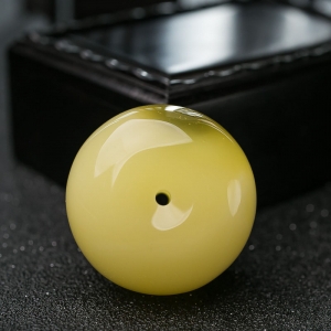 柠檬黄蜜蜡平安扣吊坠