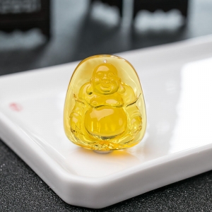 鸡油黄金绞蜜弥勒佛吊坠