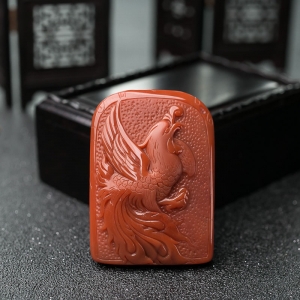 柿子红南红凤凰吊坠