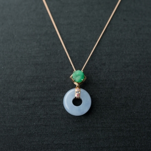 18K糯种紫罗兰翡翠平安扣吊坠