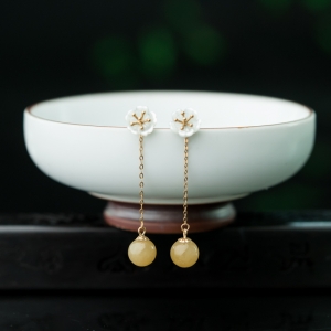 18K糯种黄翡耳坠