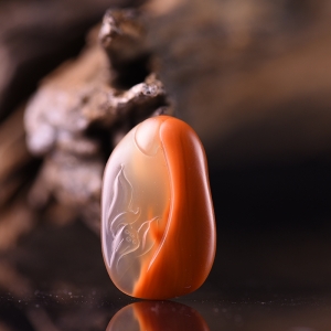 冰飘柿子红南红花开见佛吊坠