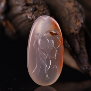 冰飘柿子红南红一品清莲吊坠