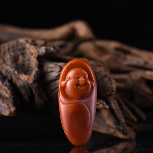 柿子红南红弥勒佛吊坠