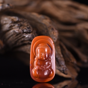 柿子红南红宝宝佛吊坠