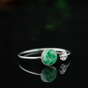 58.2mm18K糯种飘花翡翠手镯