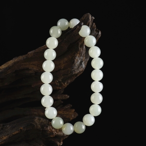 8.5mm籽料和田白玉单圈手串