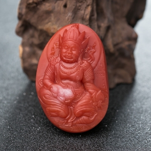 柿子红南红黄财神吊坠