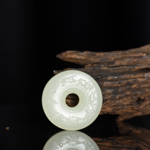 山料和田白玉八仙过海平安扣吊坠