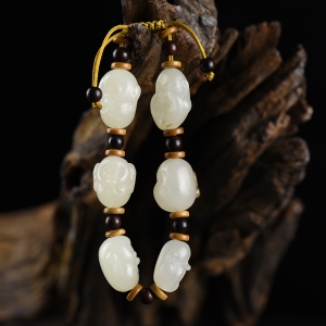 籽料和田白玉弥勒佛单圈手串