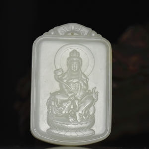 籽料和田白玉文殊菩萨吊坠