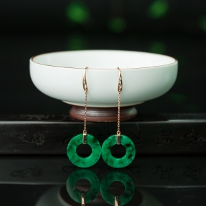 18K花青种翡翠耳坠